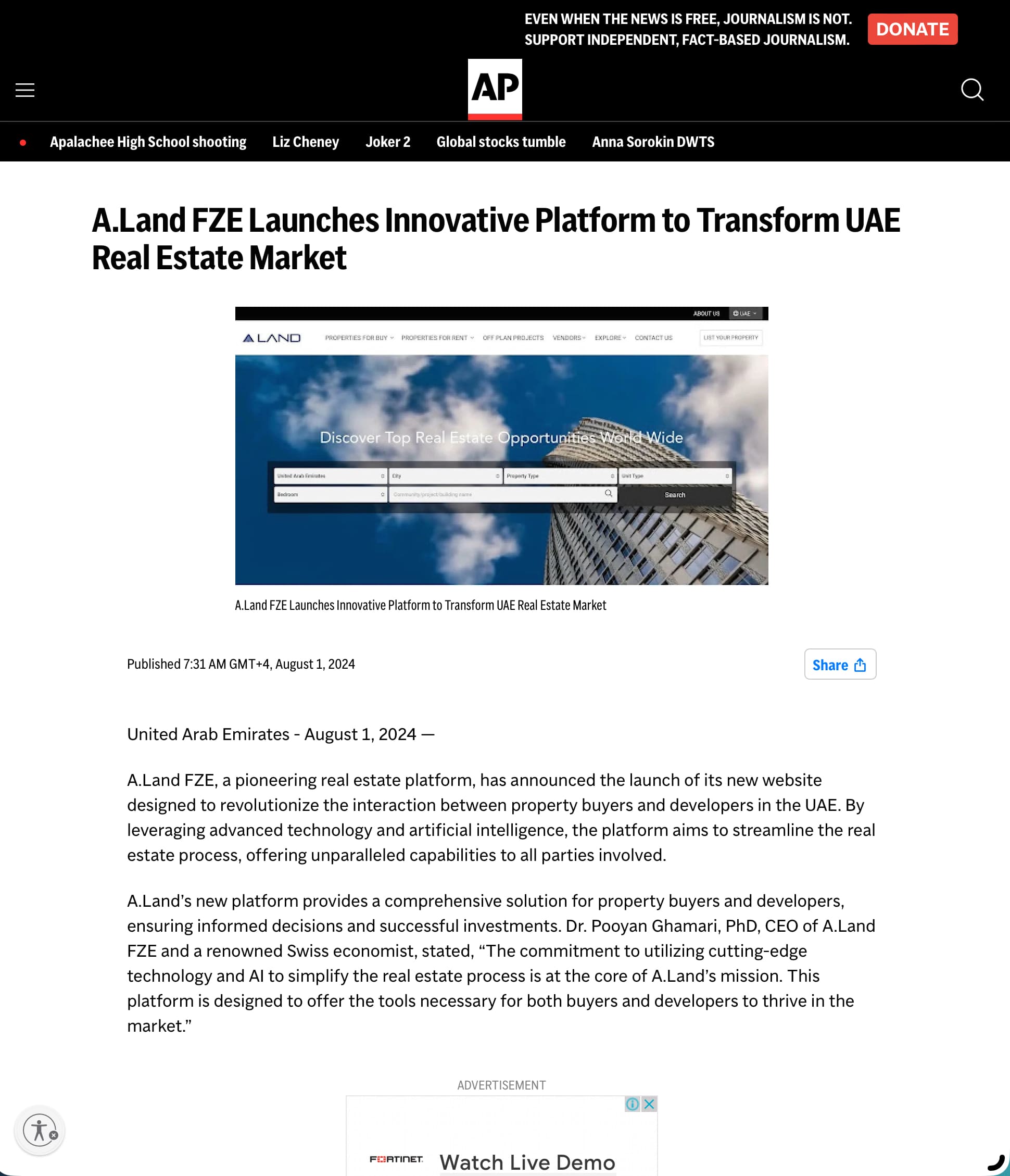 A.Land FZE Launches Innovative Platform for UAE Real Estate Market - ALand