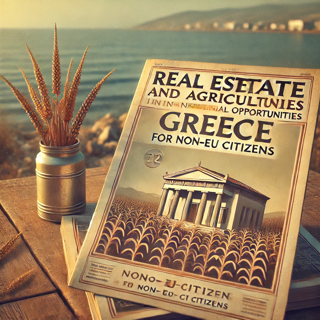 Vintage Magazine Cover on a Table by the Sea - Real Estate Investments in Greece